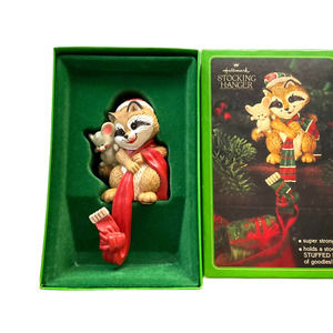 Hallmark Stocking Hanger Raccoon Mouse Pre-Owned